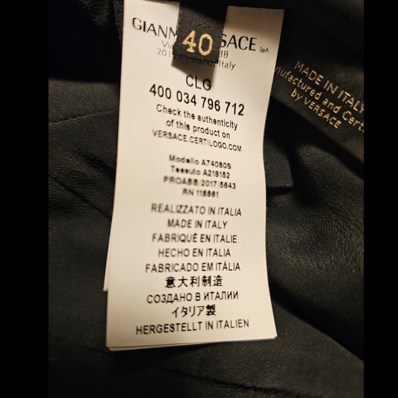 Authentic Versace Runway Pinstripe Cutout Side Slit Asymmetrical Dress - Picture 7 of 11